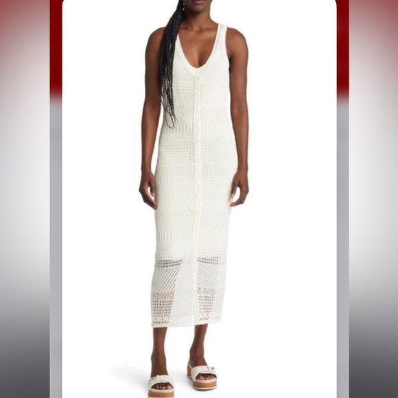 rag & bone Dresses & Skirts - Rag & Bone Mae Button-front Crochet Midi Dress In Ivory sz S